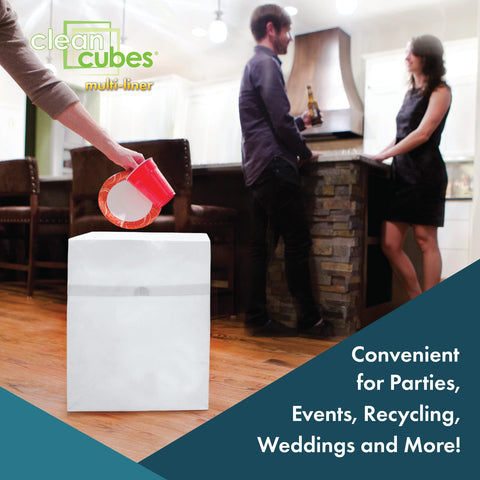 Clean Cubes set on an outdoor table demonstrating portable, presentable waste station