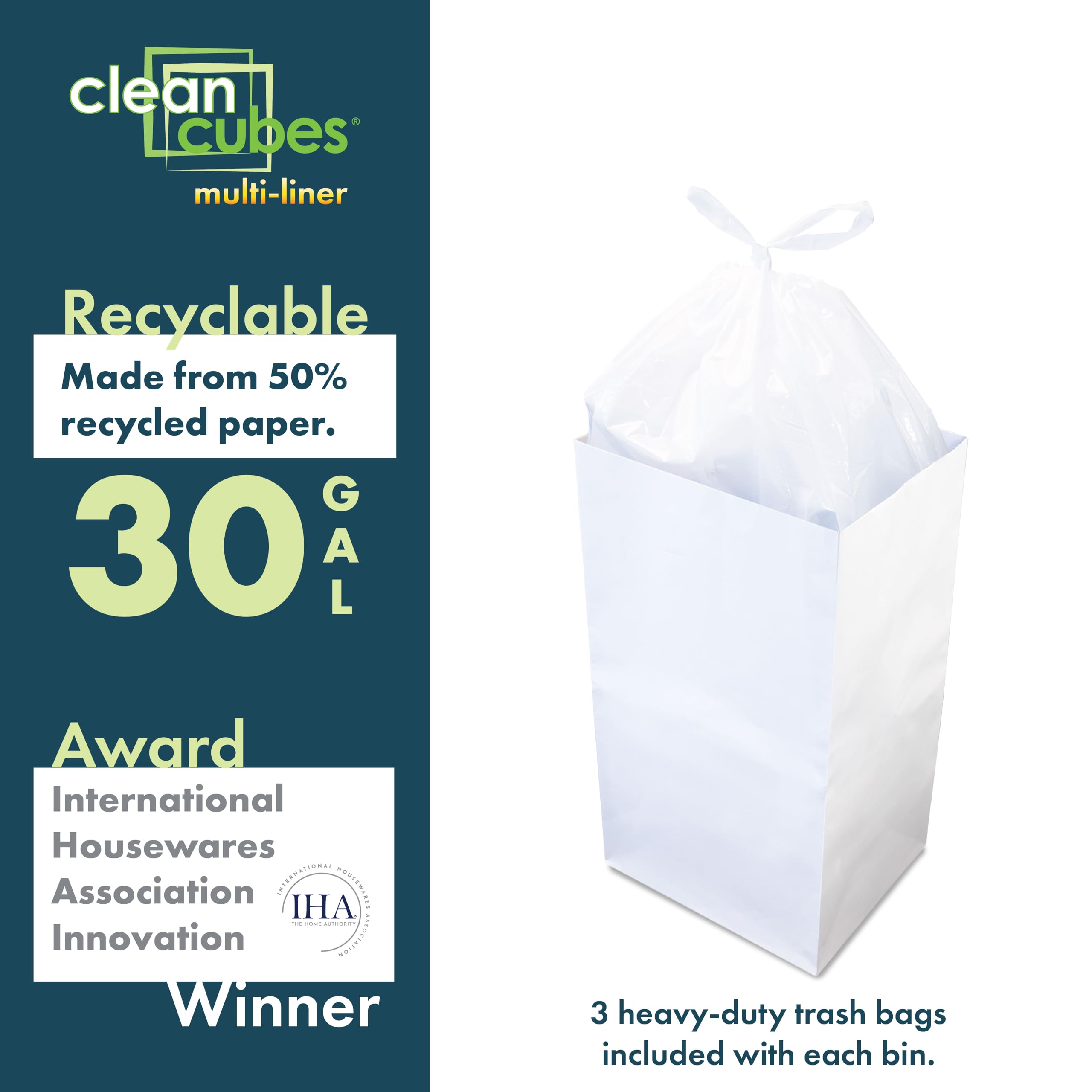 Clean Cubes size comparison next to chair shows compact footprint and space saving
