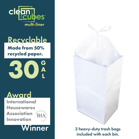 Clean Cubes size comparison next to chair shows compact footprint and space saving