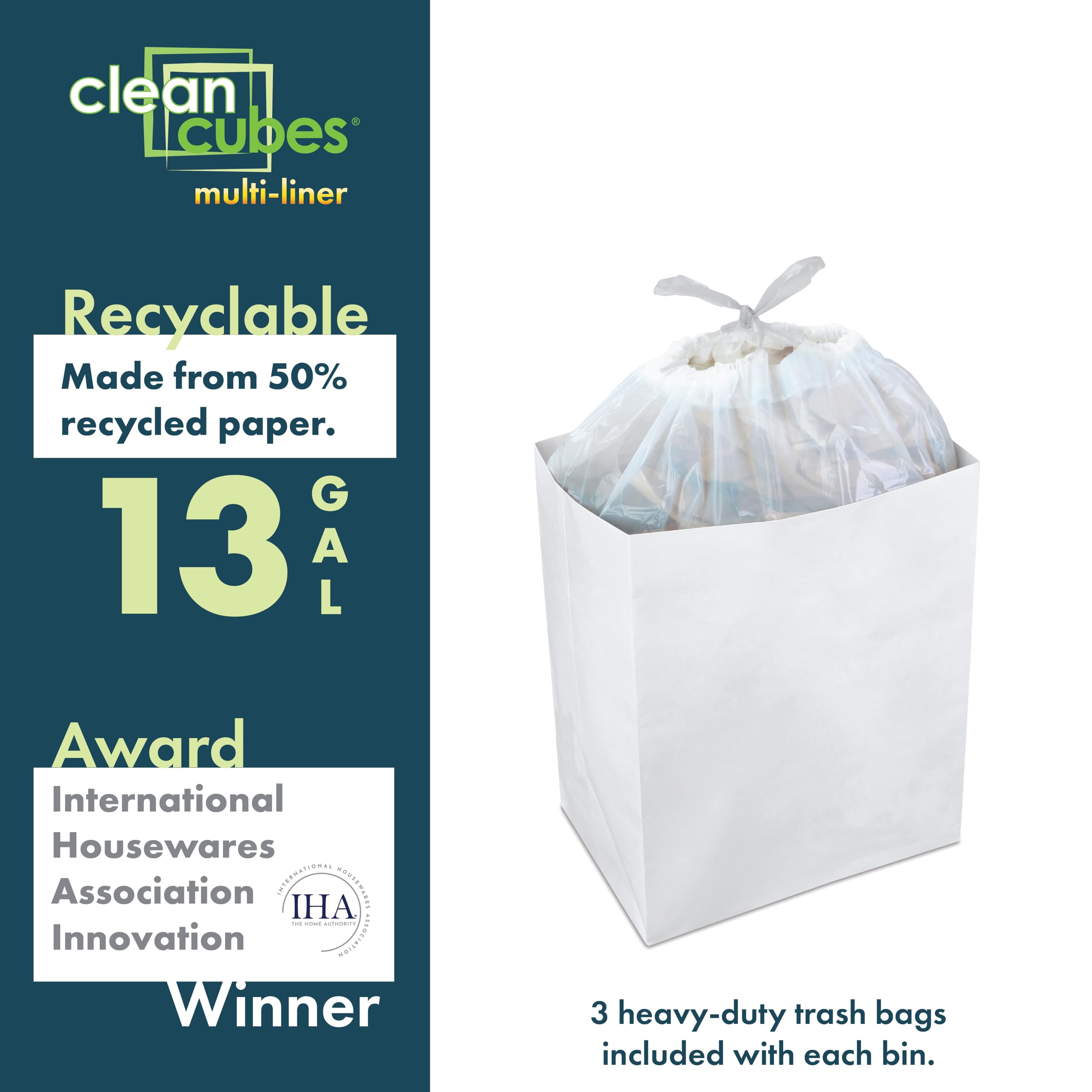 Clean Cubes next to a chair size comparison showing compact, space-saving design