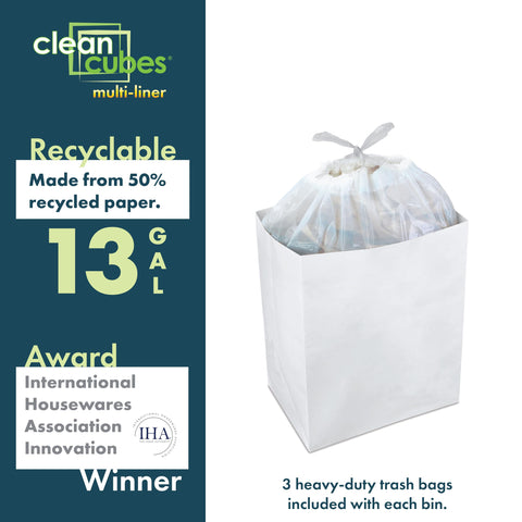 Clean Cubes next to a chair size comparison showing compact, space-saving design