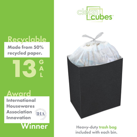 Clean Cubes next to a chair for scale showing 13-gallon capacity benefit