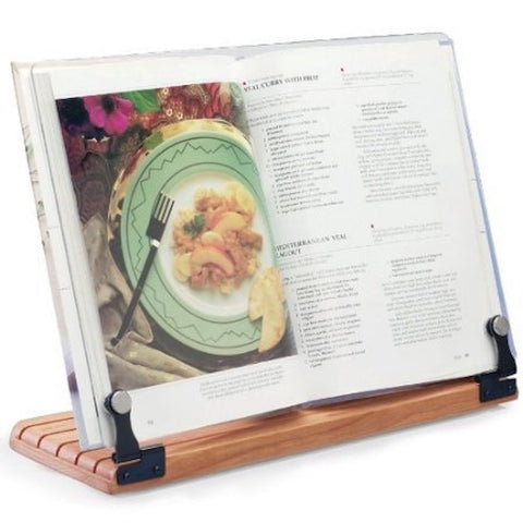 Clear Solutions front view of deluxe cookbook holder showing stability and easy reading