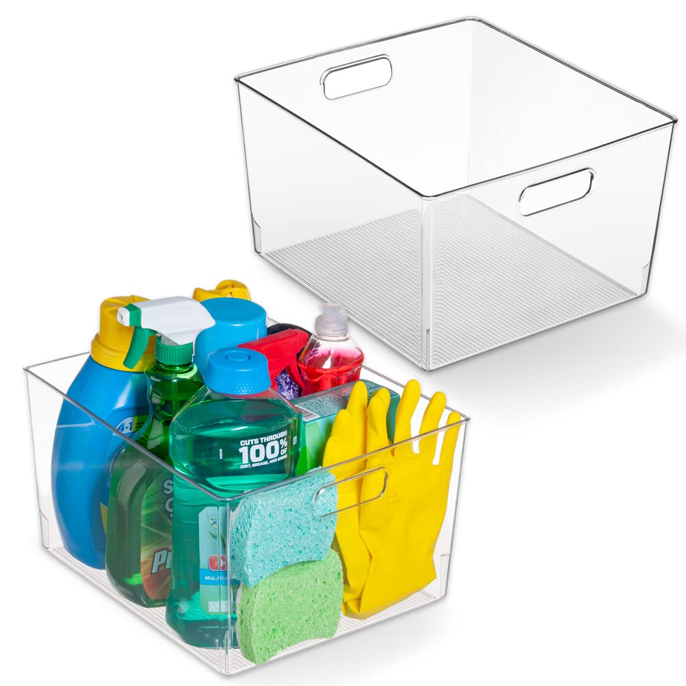 ClearSpace clear plastic bins front view showing neat contents and easy access
