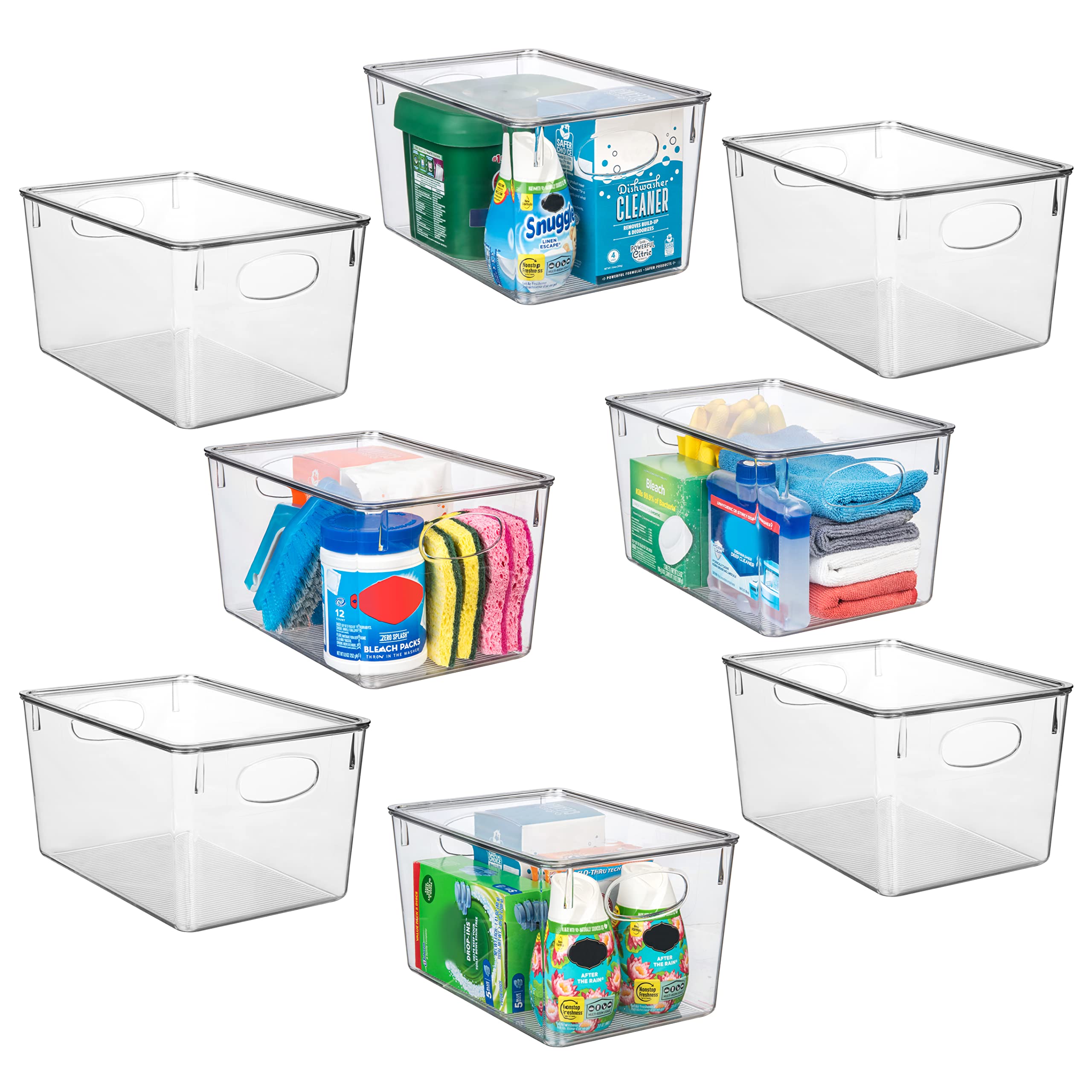 ClearSpace front view of 8-pack bins showing clear lids for easy identification