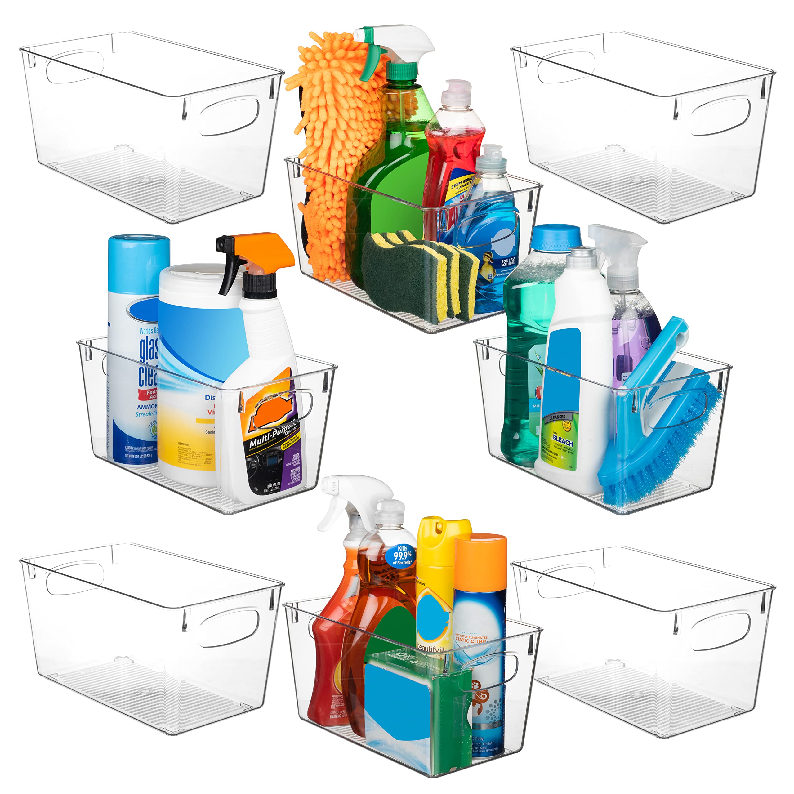 ClearSpace front view showing clear storage bin and label, easy organization benefit