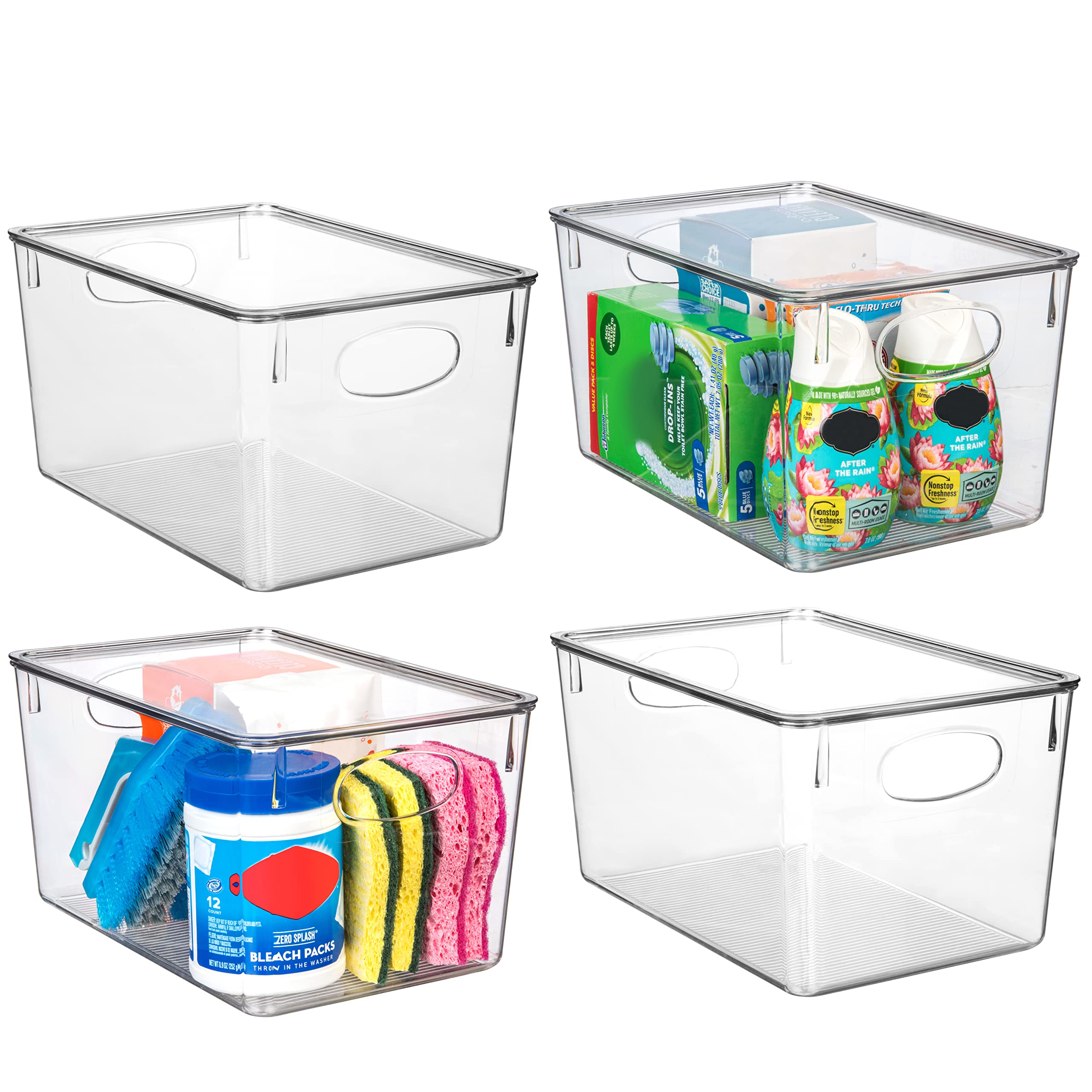 ClearSpace front view showing four clear bins with lids for easy content sorting