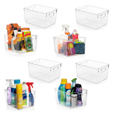 ClearSpace front view of a pack of clear bins showing neat visibility and quick access