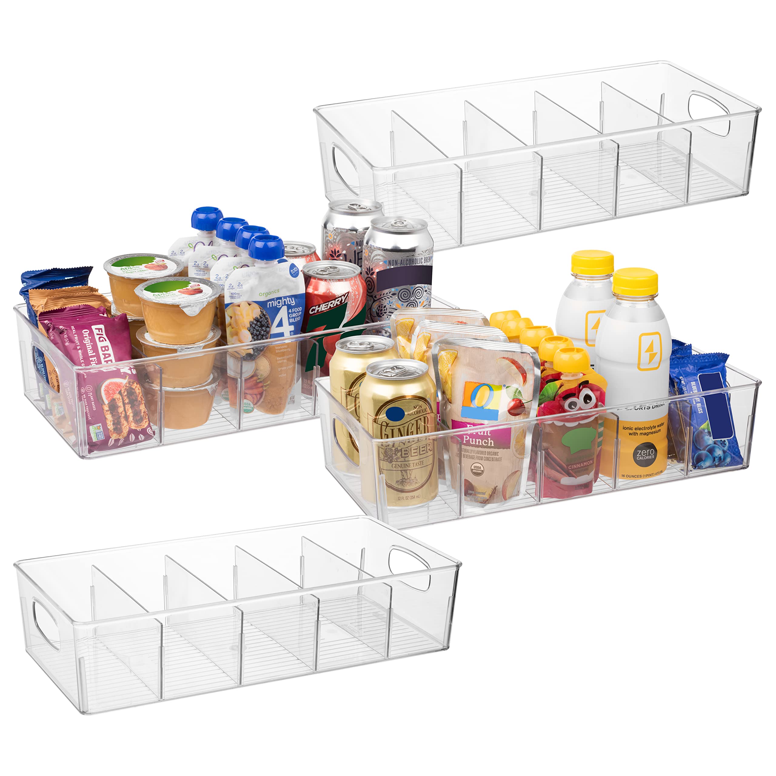 ClearSpace front view of four clear XL bins showing neat rows and visibility