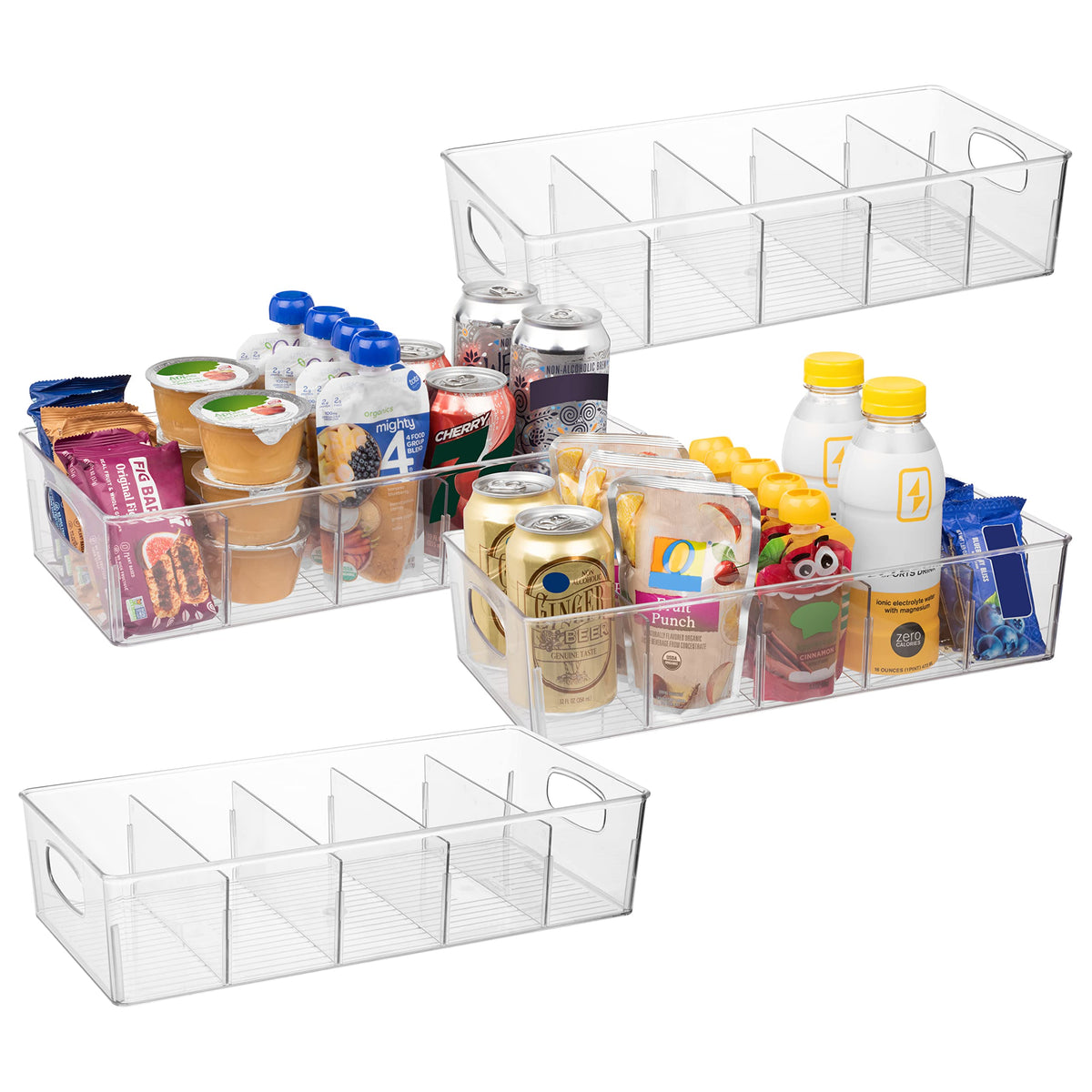 ClearSpace front view of four clear XL bins showing neat rows and visibility