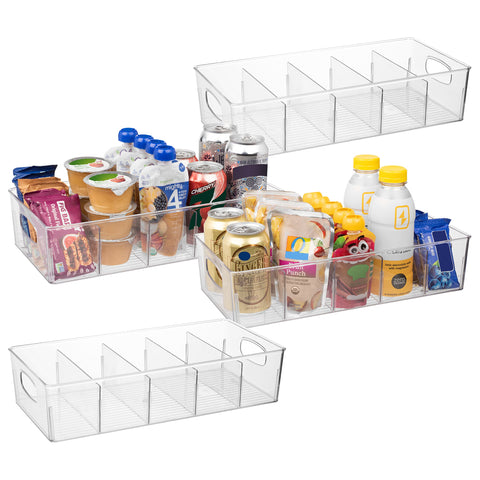 ClearSpace front view of four clear XL bins showing neat rows and visibility