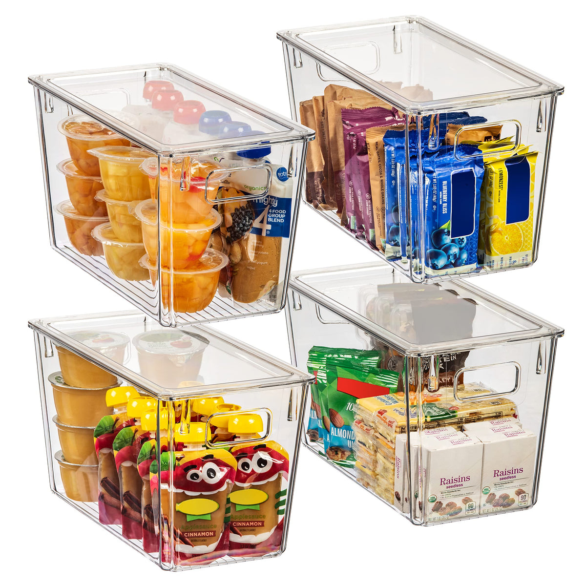 ClearSpace front view of four bins showing clear visibility and neat organization