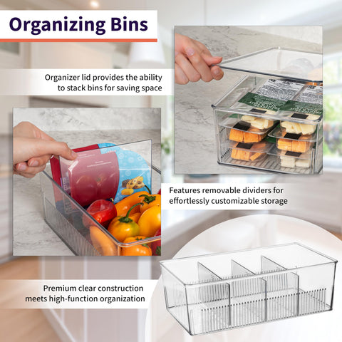 ClearSpace bins arranged inside a refrigerator showing visible contents and fast access