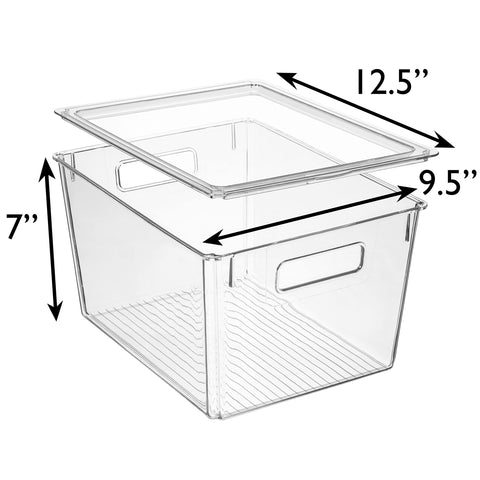 ClearSpace three stacked bins on shelf showing stable stacking and tidy storage