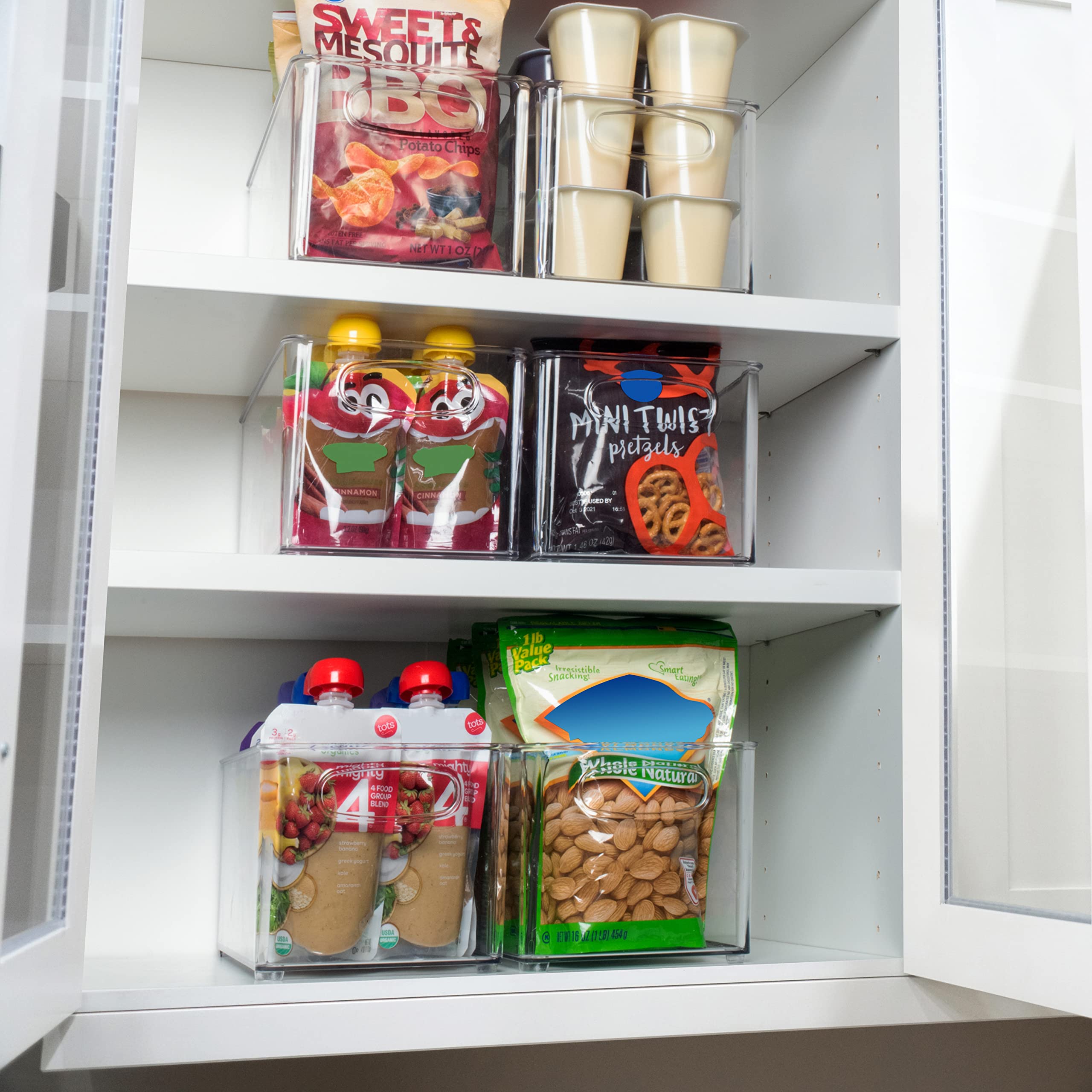 ClearSpace stacked bins on pantry shelf maximizing vertical storage space