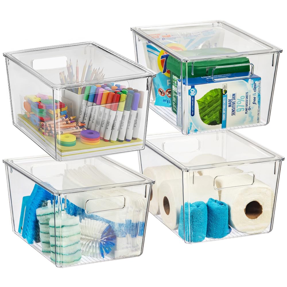 ClearSpace XL front view showing four clear bins and labels for quick identification