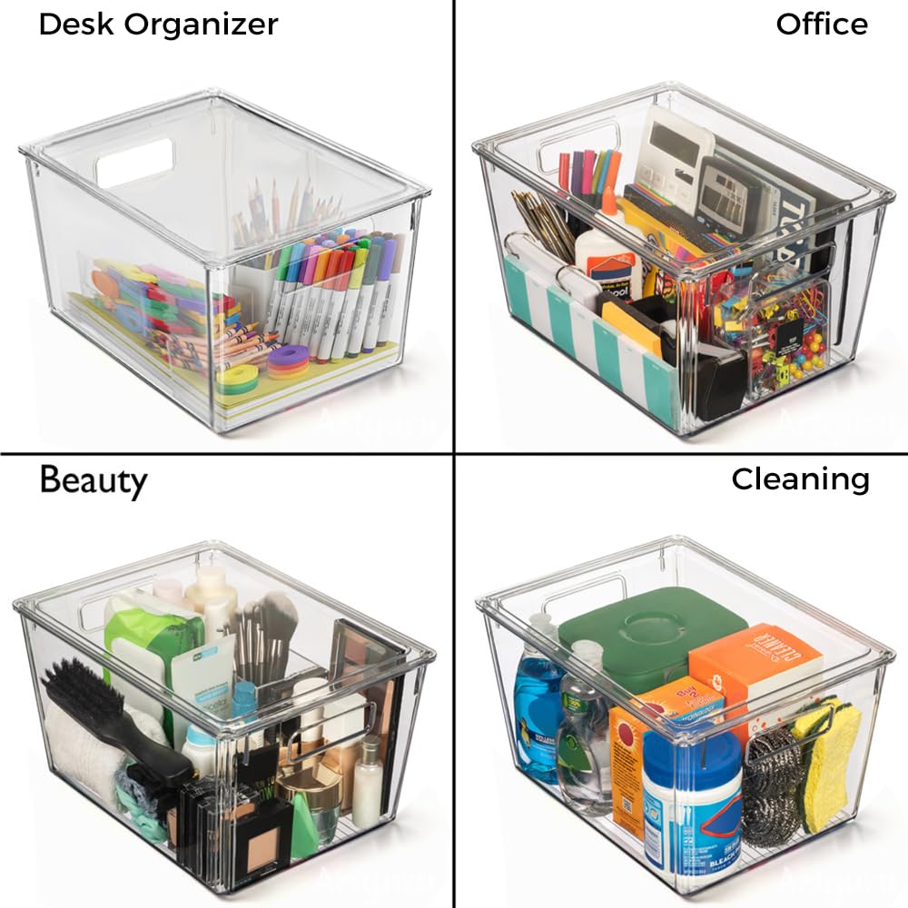 ClearSpace bin next to household items showing 12.5x9.5x7 inch size for planning