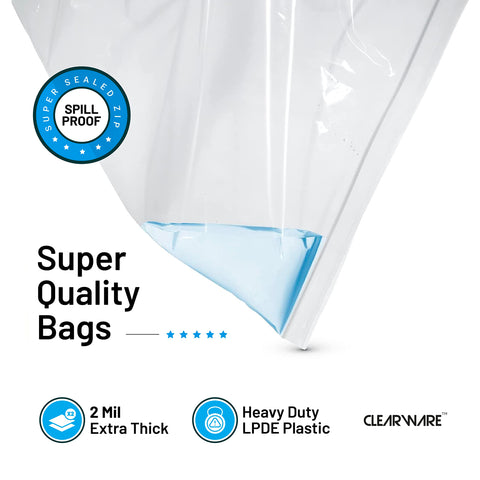 CLEARWARE bag laid beside a cookie sheet to show 18x24 size comparison benefit