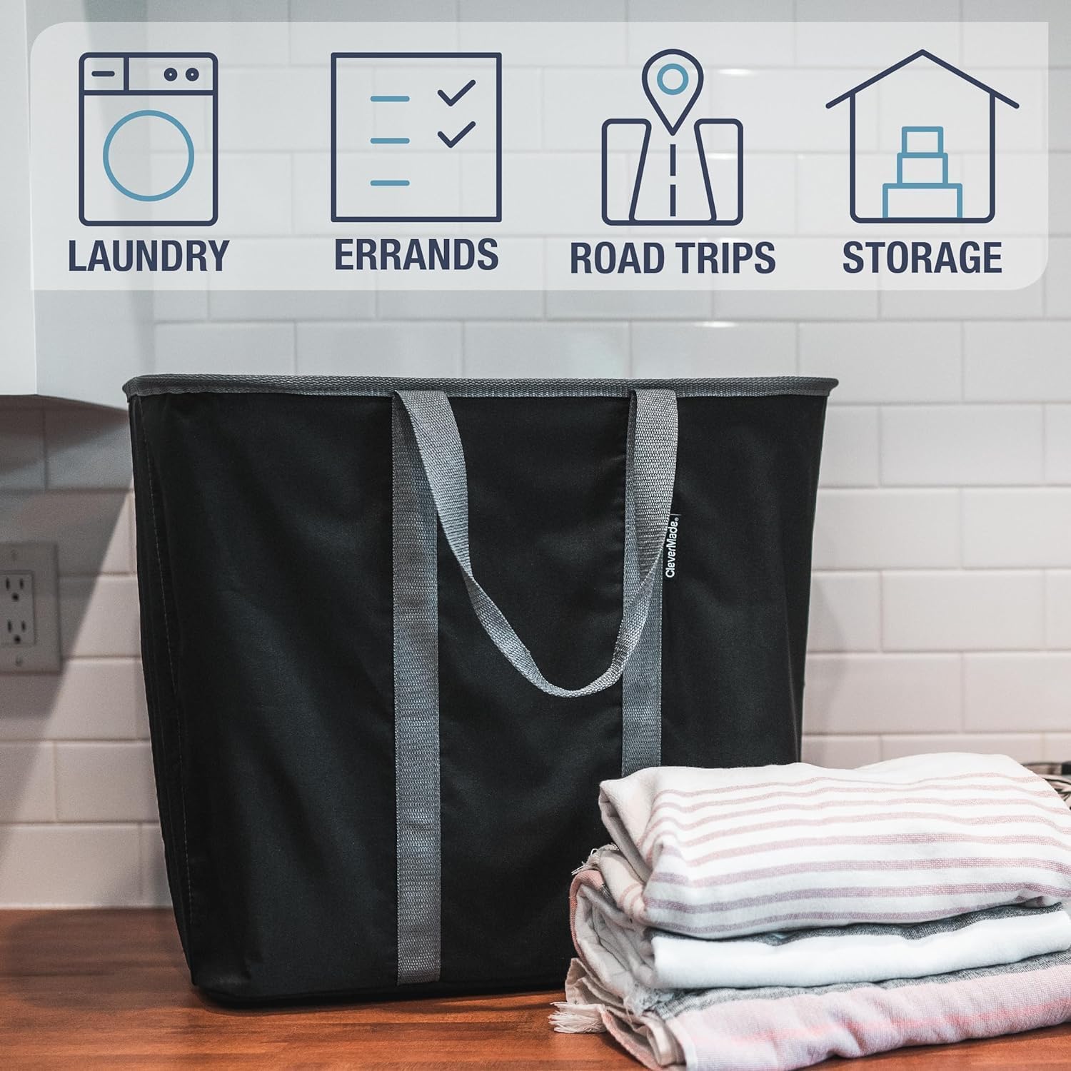 CleverMade carrying full caddy by handles for comfortable transport