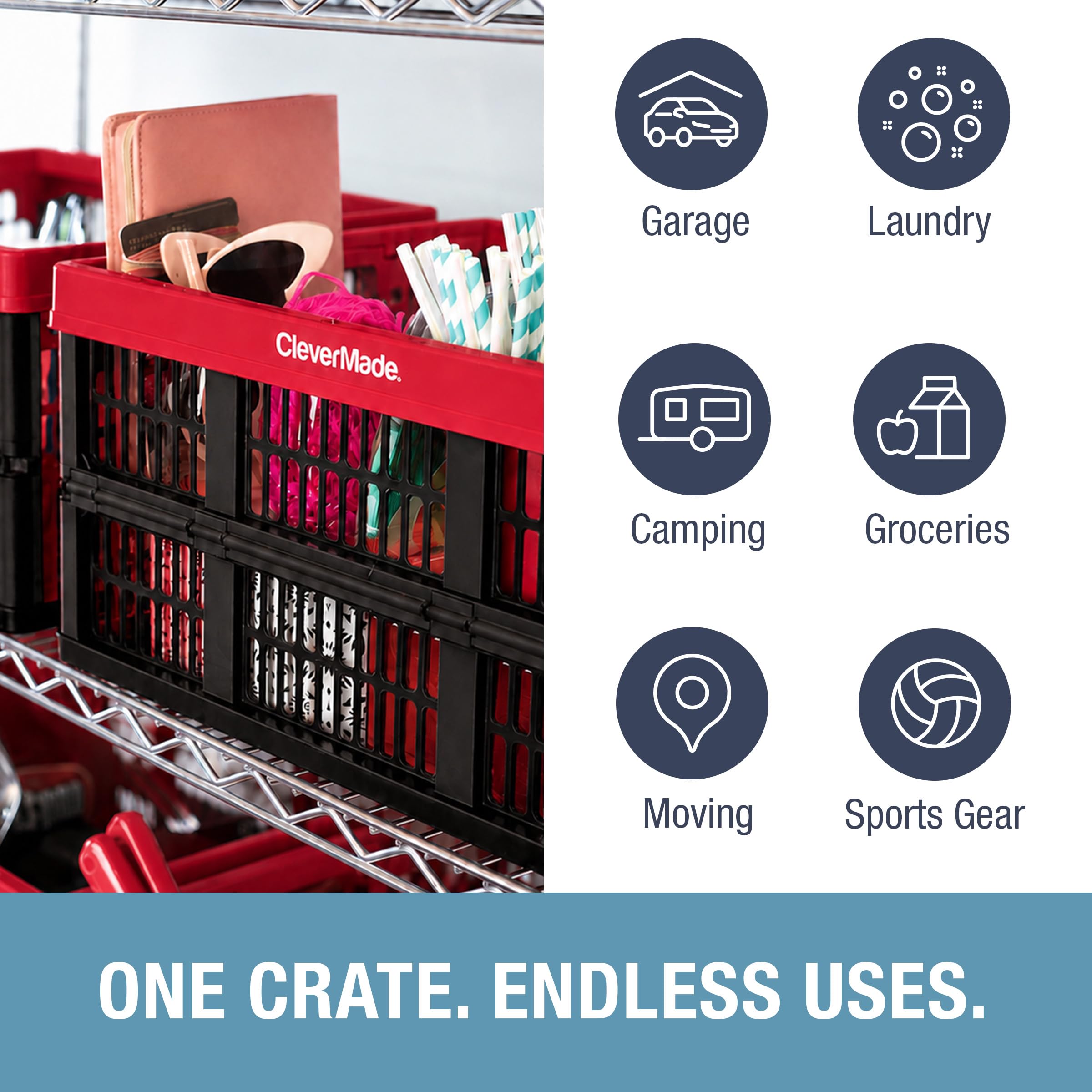 CleverMade CleverCrate folded flat to under 3 inches for compact storage