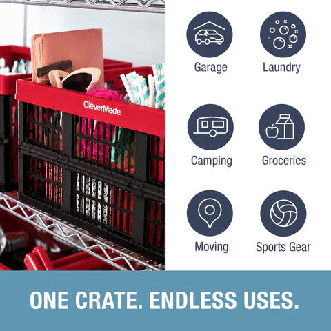 CleverMade CleverCrate folded flat to under 3 inches for compact storage