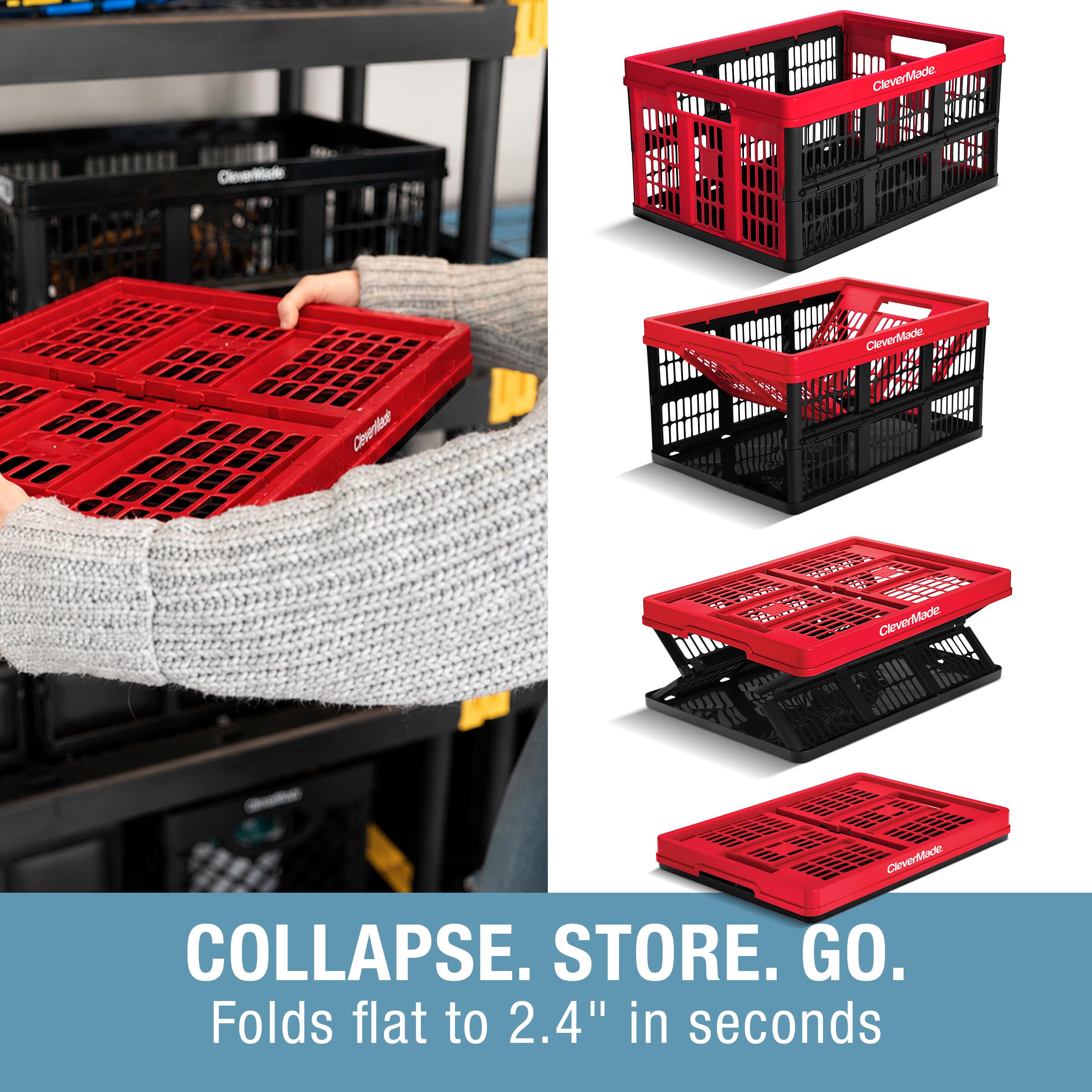 CleverMade CleverCrate filled with groceries showing convenient carrying advantage