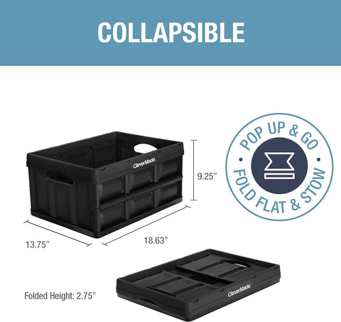 CleverMade collapsible bin open to full shape demonstrating sturdy storage benefit