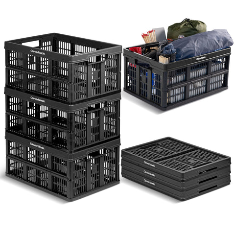 CleverMade front view of three obsidian crates showing compact 3-pack benefit