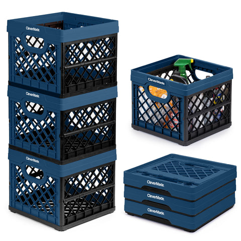CleverMade crate front view showing ocean color and sturdy build for organized storage