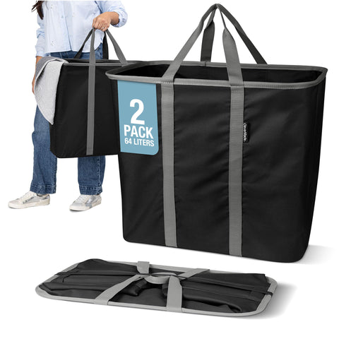 CleverMade front view of black gray caddy showing capacity and tidy look
