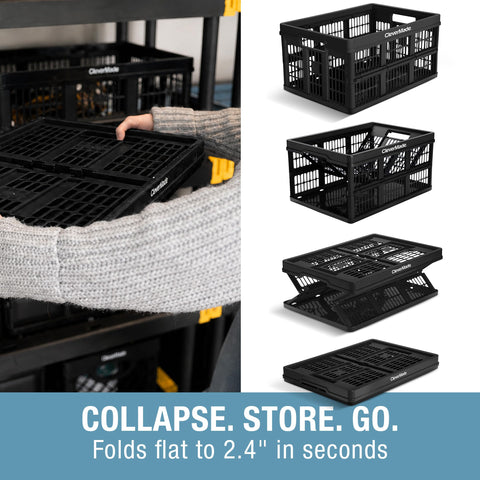 CleverMade crate loaded with groceries showing organized hauling benefit