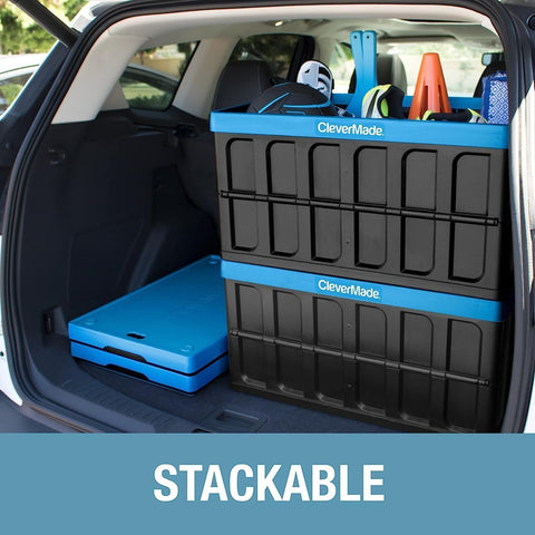 CleverMade lid attached to bin and stacked securely to save space and prevent shifting