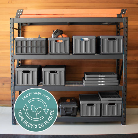 CleverMade lifestyle shot in garage showcasing multi-use storage for tools and gear