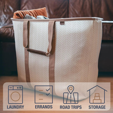 CleverMade LUXE soft handles detail showing comfortable carry for heavy loads