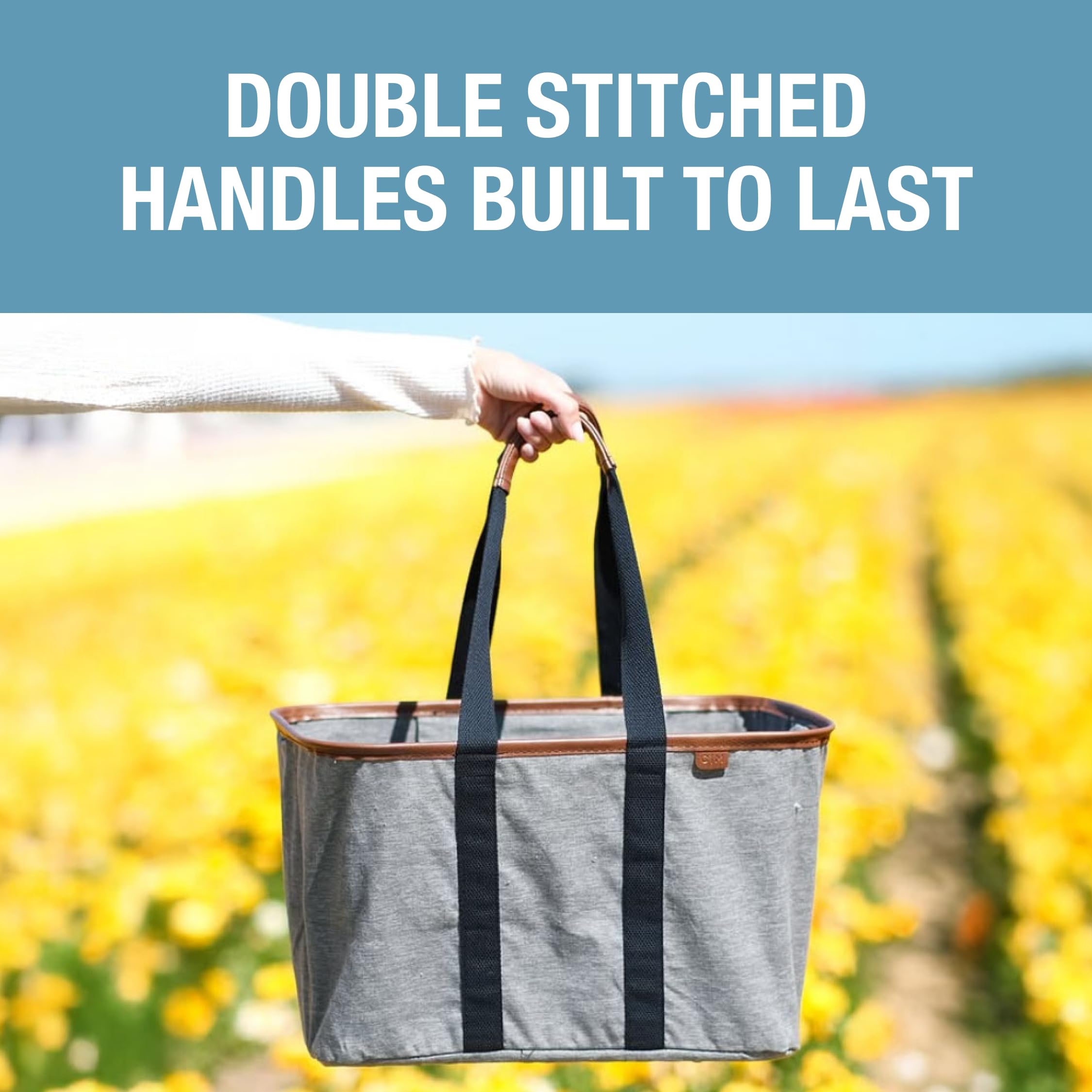 CleverMade filled with groceries showing 30L capacity and sturdy carry