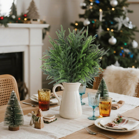 Cllayees stems mixed into garland demonstrating layered texture and festive upgrade