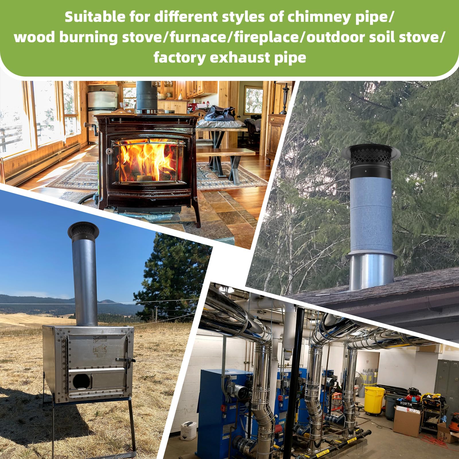 CLLOMAGY rooftop lifestyle image showing cap protecting flue in outdoor setting