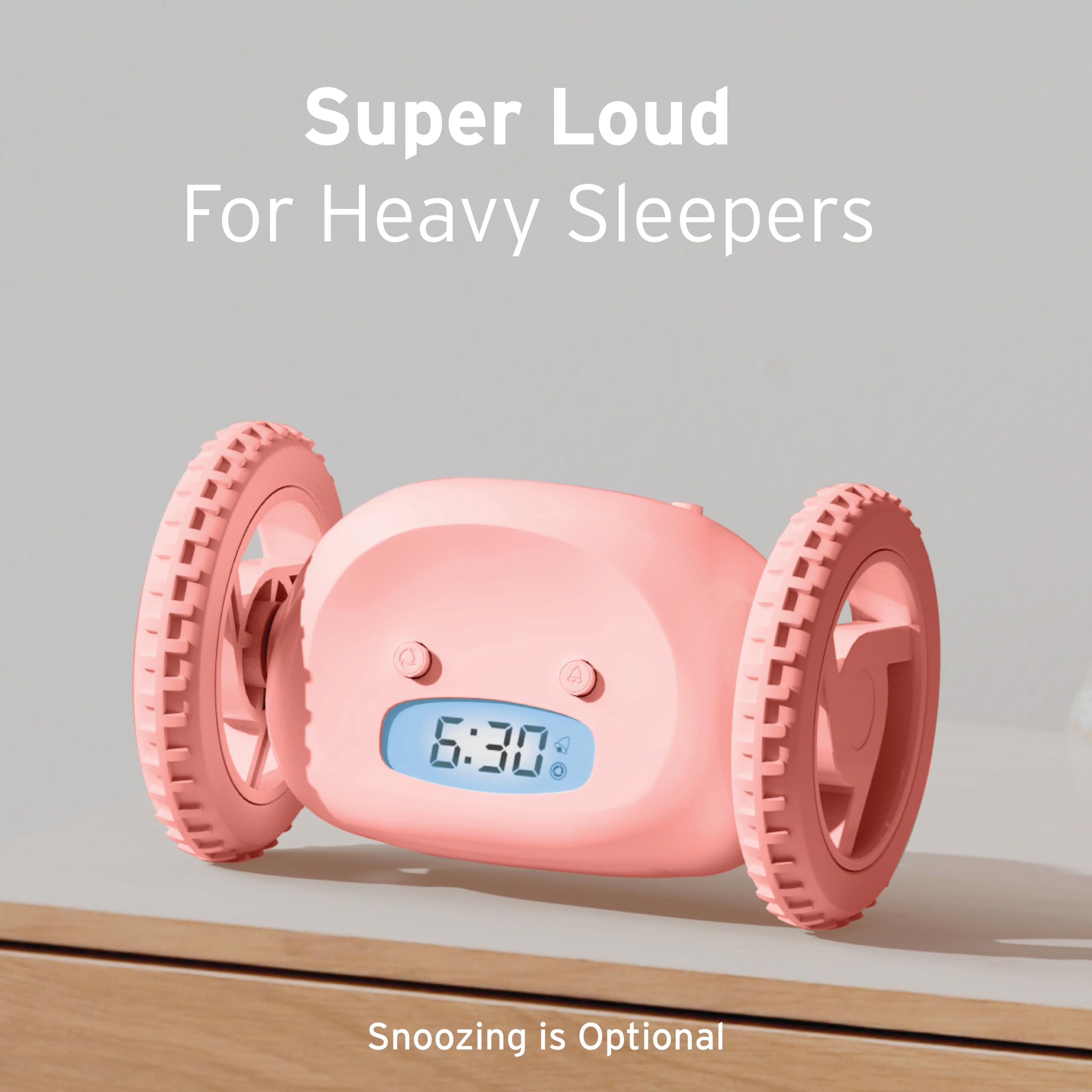 CLOCKY on dorm room bedside table offering reliable loud wake-up solution