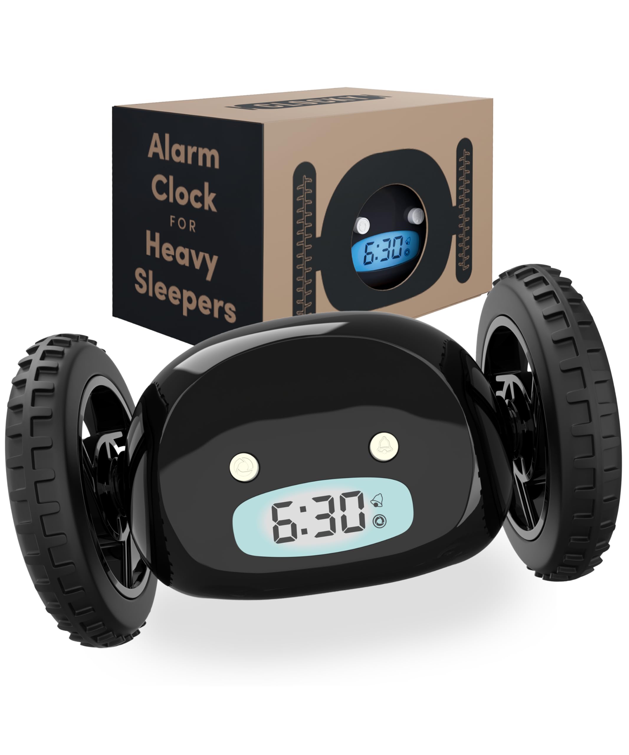 CLOCKY front view showing display and loud alarm for reliable wake-ups