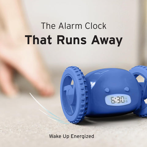 CLOCKY on a dorm room desk showing fun effective wake-up solution benefit