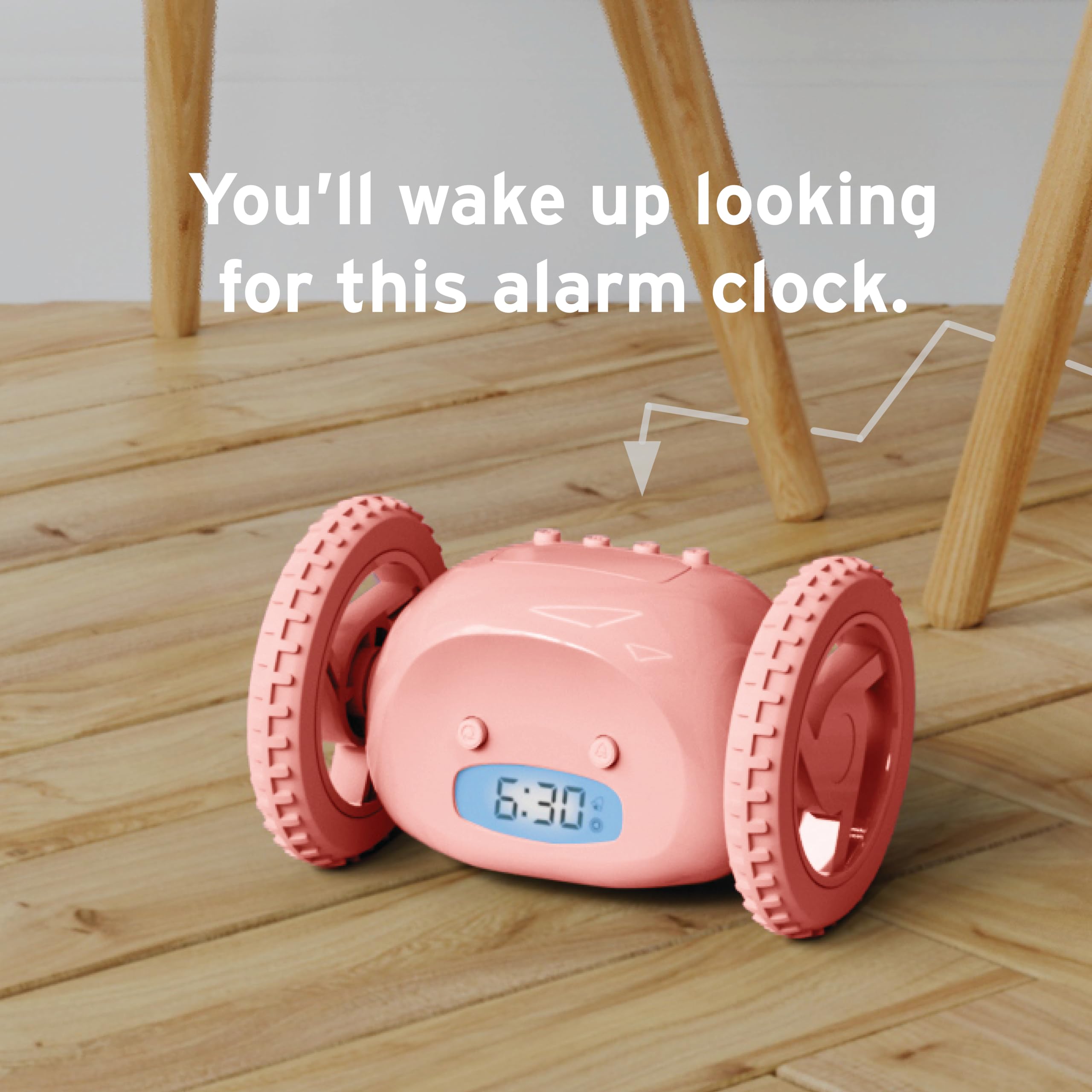 CLOCKY next to smartphone showing compact size and travel-friendly design