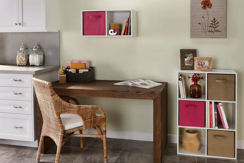 ClosetMaid shelf with everyday items illustrating size scale