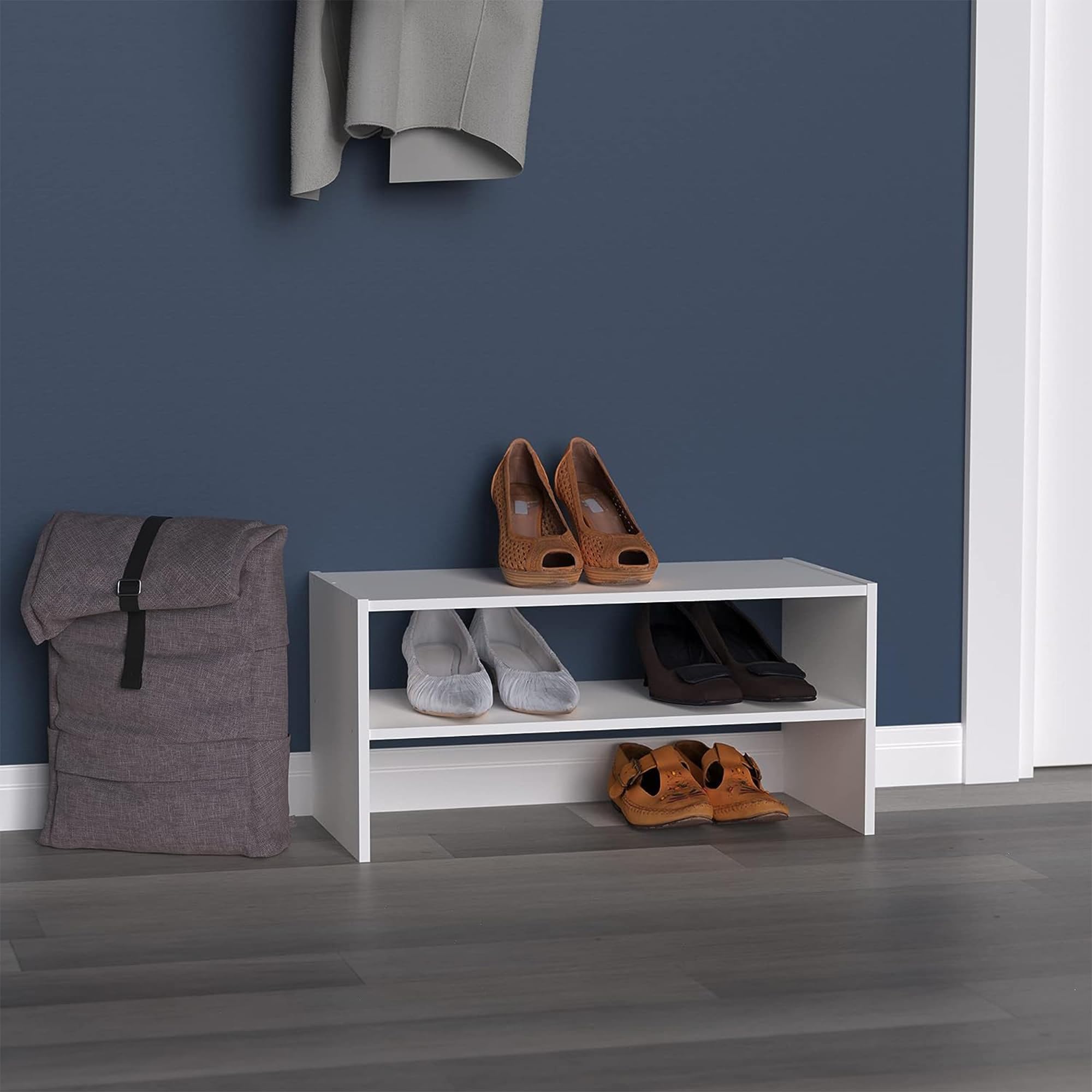 ClosetMaid close-up of laminate shelf surface showing durable finish benefit