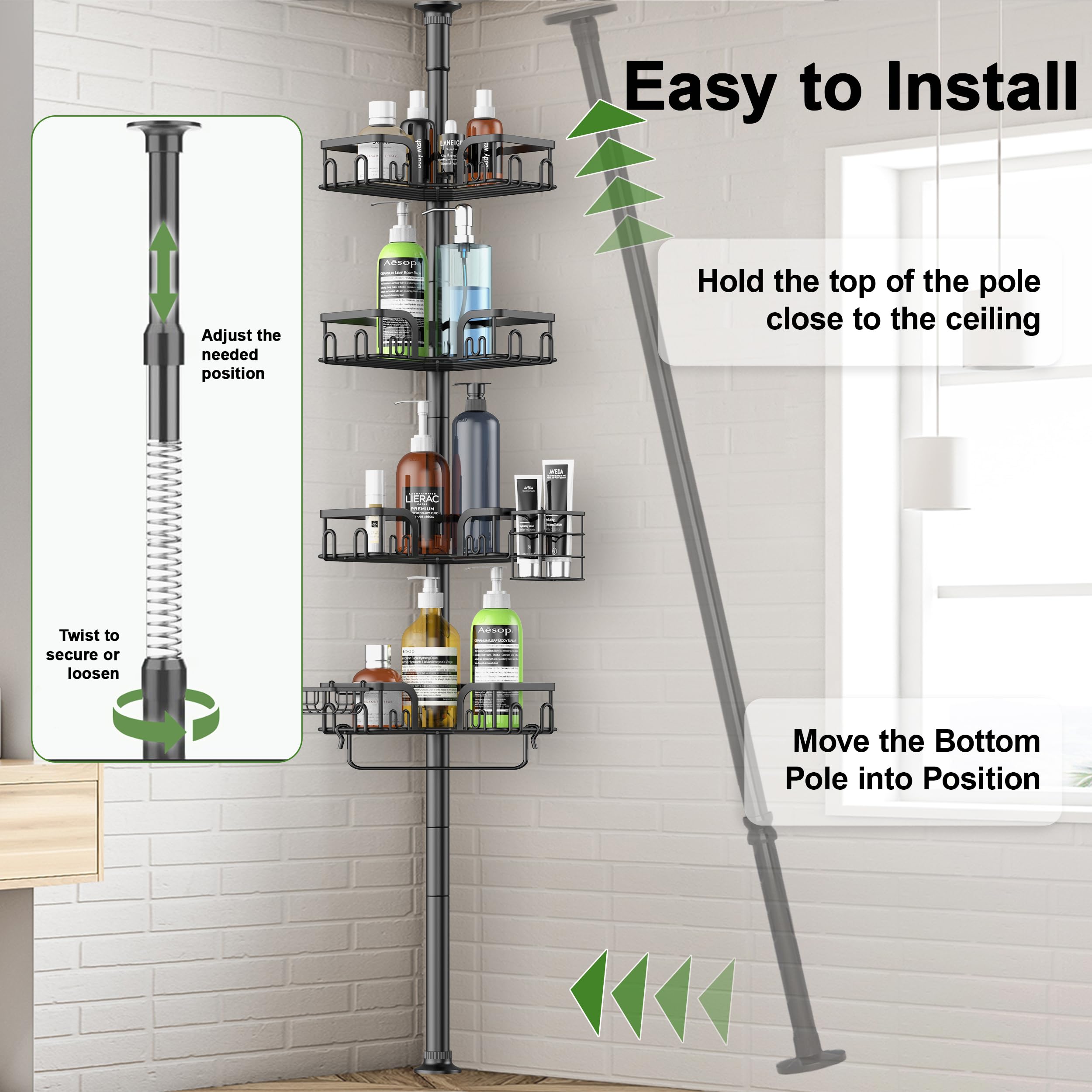 Clothink towel bar with bottles demonstrating tidy, accessible storage