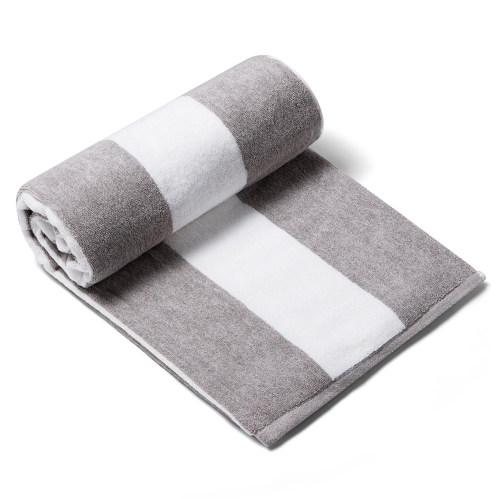 CLOWOOD front view of charcoal cabana towel shows full striped design and generous size