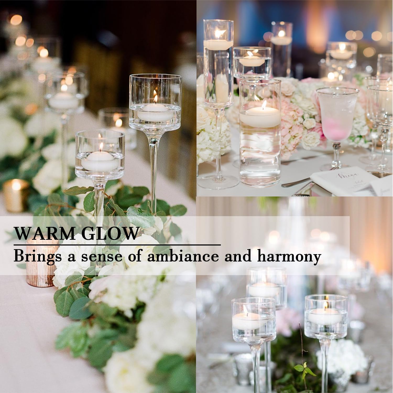 CLTNIKET candles arranged in wedding centerpiece, elegant reception lighting