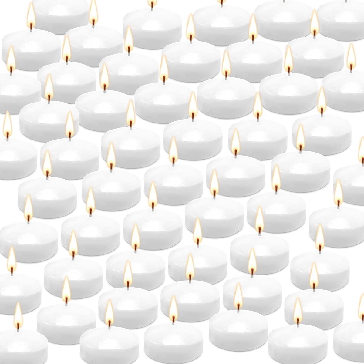 CLTNIKET front packaging showing 50 white floating candles, easy event prep