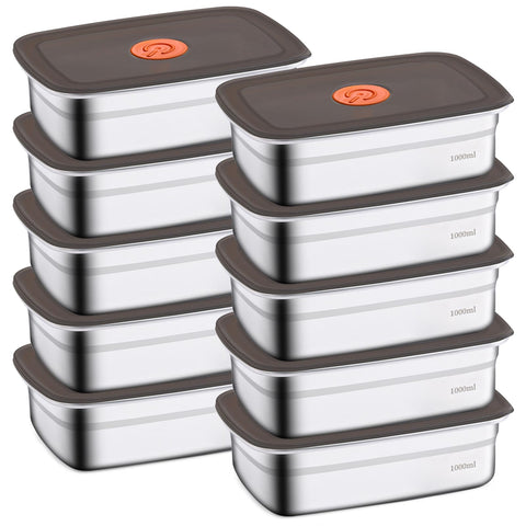 CLWVPCOT front view of 10-pack stainless containers showing organized set and convenience