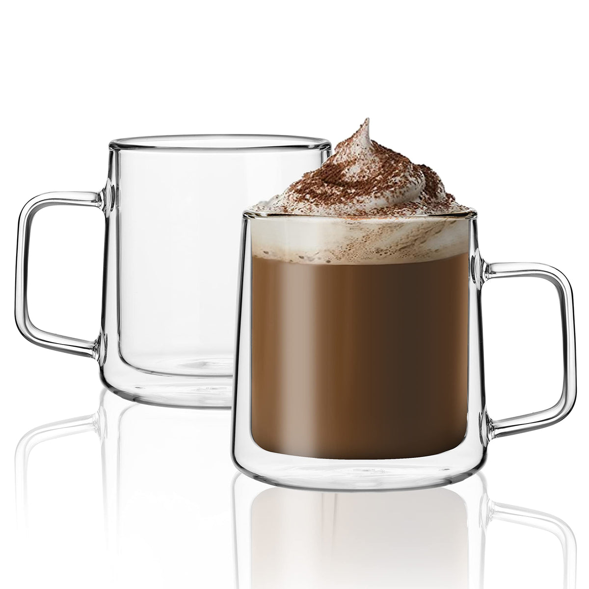 CNGLASS front packaging showing two glass mugs, ideal gift presentation