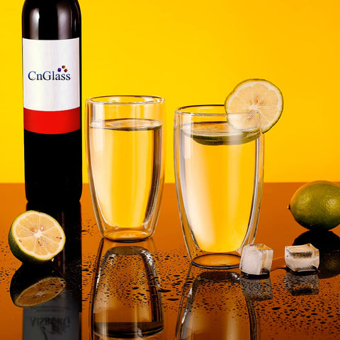CNGLASS set on dining table showing condensation-free finish and table protection